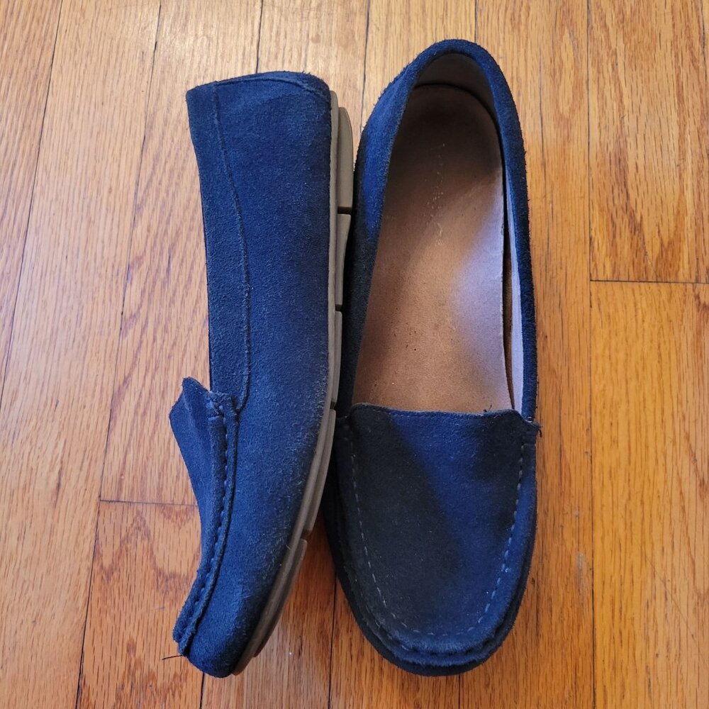 Vionic DEBBIE Leather Suede Loafers 8W Black Comfort Shoes Preppy Twee‎ Academia